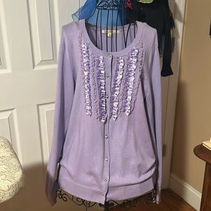 Debbie Morgan purple cardigan